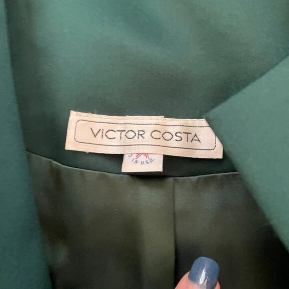 Victor Costa Women Cropped Suit Jacket Sequined Long Sleeve Open Front Green - Picture 5 of 12